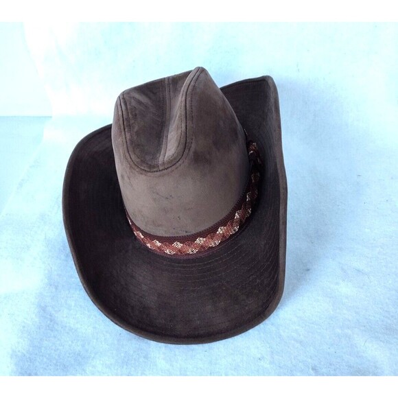 Boot Hill Mens Brown Cotton Cowboy hat Size M  7- 7.5  Western Lined Vintage C - Picture 1 of 9